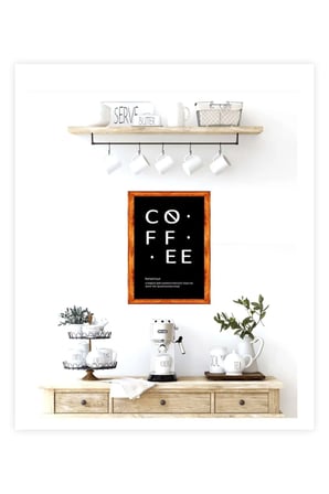 Çay Kahve Köşesi Duvar Dekoru Coffee Noun Magical Siyah Zeminli Ahşap Çerçeveli Tablo