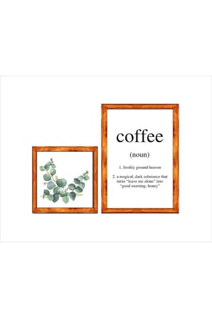 Kahve Köşesi Coffee Noun 2 Li Okaliptus Görselli Tablo,ahşap Çerçeveli Tablo