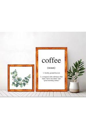 Kahve Köşesi Coffee Noun 2 Li Okaliptus Görselli Tablo,ahşap Çerçeveli Tablo