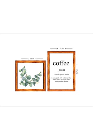 Kahve Köşesi Coffee Noun 2 Li Okaliptus Görselli Tablo,ahşap Çerçeveli Tablo