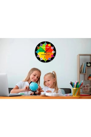 Öğretici Duvar Saati 48 Cm / Çocuk Odası Duvar Saati /renkli Uv Baskı / 48 Cm