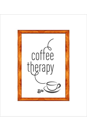 Çay Kahve köşesi Duvar dekoru Beyaz Coffee Terapi ,Ahşap Çerçeveli Tablo