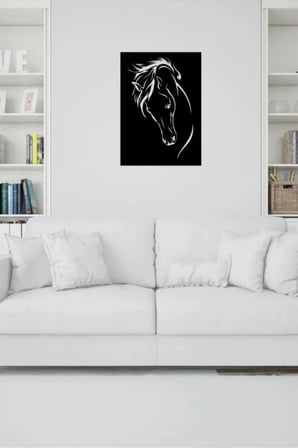 At Görseli Ahşap Duvar Dekoru - Duvar Süsü- 50 x 40cm