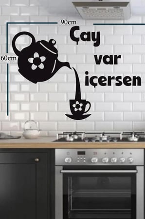 Çay Var Içersen Duvar Yazısı-ahşap Duvar Dekoru-ahşap Tablo-90x70cm