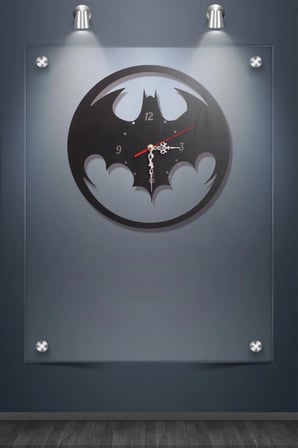 Batman figürlü ahşap duvar saati - Çocuk Odası Konsepti AHşap Duvar Saati - Batman Logolu Saat 40x40