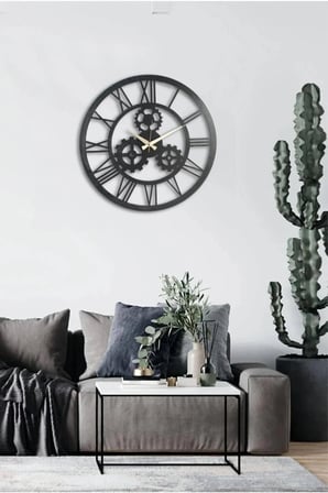 Çarklı Motifli Ahşap Duvar Saati Dekoratif Saat 40 x 40