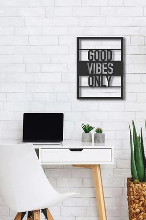 Good Vibes Only Ahşap Dekor Duvar Yazısı Duvar Dekorasyonu 50 x 35
