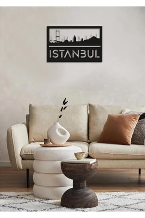 Istanbul Panorama Duvar Dekoru - Ahşap Duvar Dekoru Istanbul 50x32cm