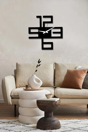Büyük Rakamlı Modern Dekoratif Ahşap Duvar Saati 40x40cm