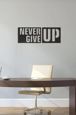 Ensa Design Never Give Up Duvar Yazısı-Ahşap Duvar Dekoru-Ahşap Tablo-70x25cm
