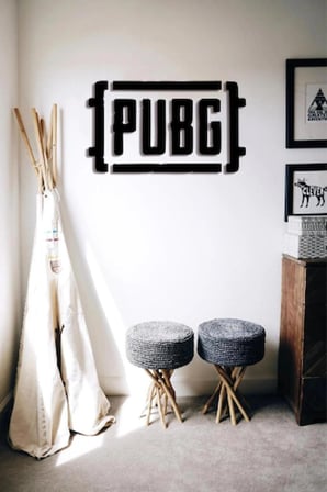 Ensa Design  Pubg Oyun Logo Ahşap Duvar Dekoru - Oyun Dekoru - 50 x 25cm