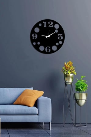 Asimetrik Yuvarlakli Dekoratif Ahşap Duvar Saati - 40 X 40cm
