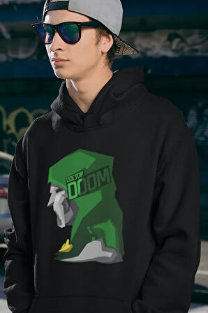 Marvel Doctor Doom Baskılı Unisex Oversize Hoodie