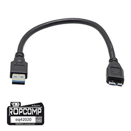 Ropcomp USB Micro-B Superspeed Data Kablosu USB 3.0 20cm