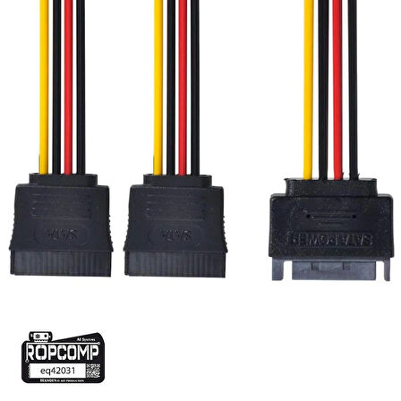 Ropcomp 15-Pin SATA 2x Dişi - Erkek (Y) Çoklayıcı Kablo