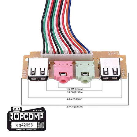 Pc Ön Panel 9 Pin Usb2 + 3.5mm Port Kulaklık + Mikrofon Kablosu