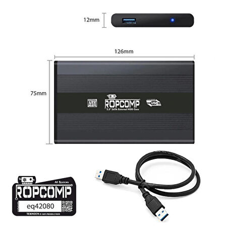 Ropcomp 2.5" USB 3.0 Sata Harici Harddisk Kutusu Metal