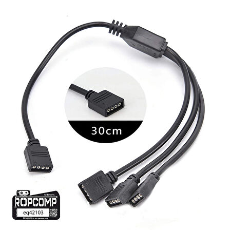 Ropcomp PC Kasa ve LED Aydınlatma için 3 Çıkışlı 4-Pin RGB Splitter
