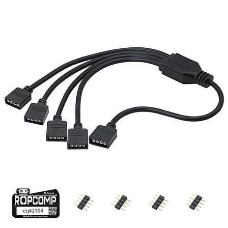 Ropcomp PC Kasa ve LED Aydınlatma için 4 Çıkışlı 4-Pin RGB Splitter