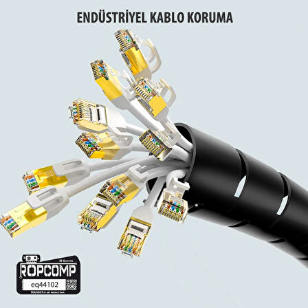 Ropcomp Spiral Kablo Kanalı Kablo Düzenleyici Toplayıcı Tutucu 1.5M – 28mm (Siyah)
