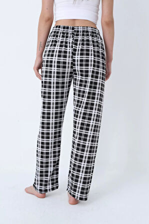 Ekose Desenli Beli Lastikli Unisex Pijama Altı