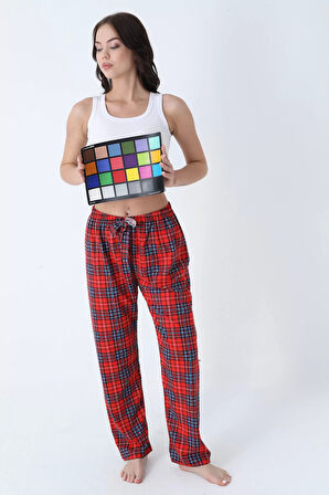 Ekose Desenli Beli Lastikli Unisex Pijama Altı