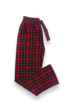 Ekose Desenli Beli Lastikli Unisex Pijama Altı