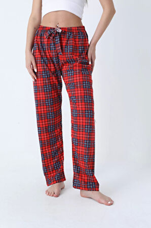 Ekose Desenli Beli Lastikli Unisex Pijama Altı