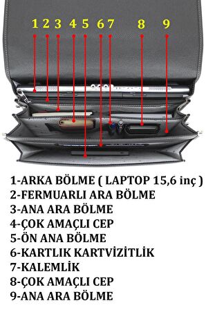 Case Club Erkek Evrak Çantası Kilit Mekanizmalı Omuz Askılı 15,6" inç Laptop Bölmeli Omuz Askılı