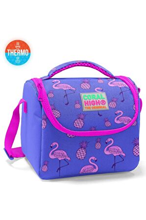 Coral High Kids Pembe Lavanta Flamingo Desenli Thermo Beslenme Çantası 11805