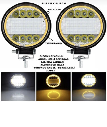 Point Off Road 24 Led Yuvarlak Traktör Tır Kamyon Tekne Sis Farı Projektör Çalışma Lambası 2 Adet