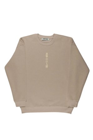 Lenithra Attack on Titan Eren Anime Sırt Baskılı Unisex Oversize Sweatshirt Bej / 2XL