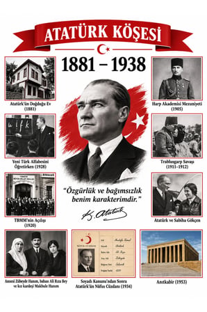 Atatürk Köşesi Yeni Tasarım 50x70 cm vinil branda Koç stüdyo