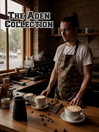 Kahve Desenli barista Önlük