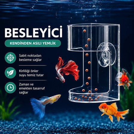 Akvaryum Yemleme Halkası Vantuzlu Akrilik Balık Yemliği Yem Dağılmasını Önleyen Yem Besleme Aparatı