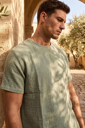 Kısa Kol Oversize Müslin Erkek Tshirt - 2026 Erkek Tişört Kreasyonu