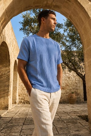 Kısa Kol Oversize Müslin Erkek Tshirt - 2026 Erkek Tişört Kreasyonu