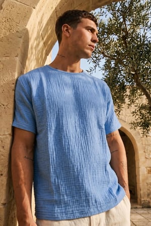 Kısa Kol Oversize Müslin Erkek Tshirt - 2026 Erkek Tişört Kreasyonu