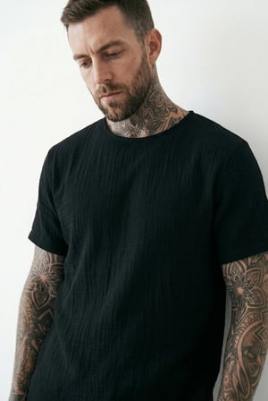 Kısa Kol Oversize Müslin Erkek Tshirt - 2026 Erkek Tişört Kreasyonu