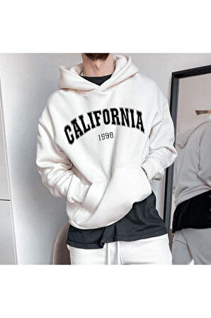 Erkek Beyaz Califronia 1998 Kapüşonlu Sweatshirt