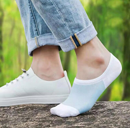 5'Çift Pamuklu Sneaker Görünmez Renkli Erkek Çorabı