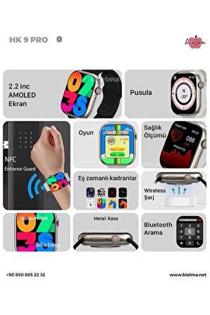 General Mobile Uyumlu Watch 8 Hk9 Pro Chatgpt Yapay Zeka 2.05 Hd Amoled Ekran Akıllı Saat