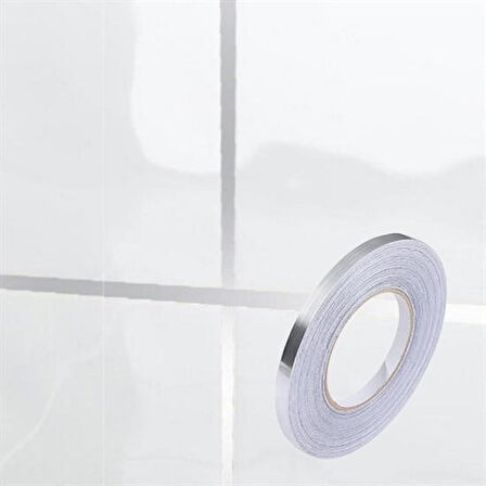 BUFFER® 50 Metre Fayans Arası Şerit Dekoratif Yapışkan Renkli Dekor Su Geçirmez Sızdırmaz Gümüş Bant