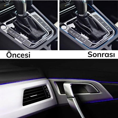 BUFFER® Mavi Araba OtoTrim Dekorasyon Şeridi Kauçuk Elastik Kolay Kurulum 5 metre Şerit Bant