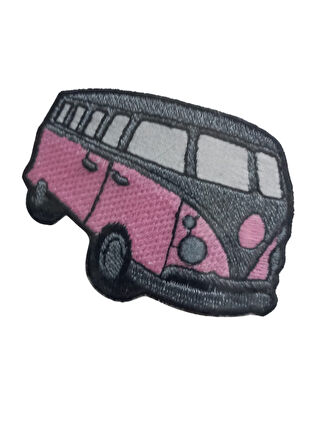Aplike Ütü İle Yapışan Otobüs Pembe-Gri Arma 4x2,5 cm
