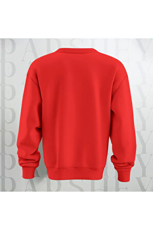 Error 404 Kırmızı Bisiklet Yaka Sweatshirt Kalın Kumaş 3 İplik