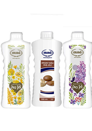 Ersağ Argan Yağlı 1000 ml + Leylaklı 1000 ml + Doğadan Gelen Esinti 1000 ml Duş Jeli