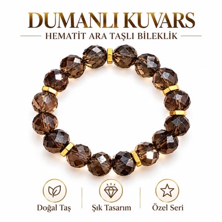 dumanlı kuvars bileklik dumanlı kuvars doğal taş dumanlı kuvars kadın erkek bileklik doğal taş nazar topraklama 
