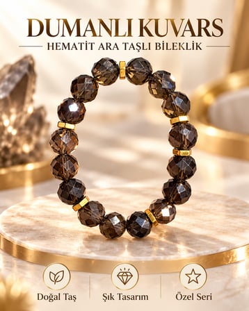 dumanlı kuvars bileklik dumanlı kuvars doğal taş dumanlı kuvars kadın erkek bileklik doğal taş nazar topraklama 