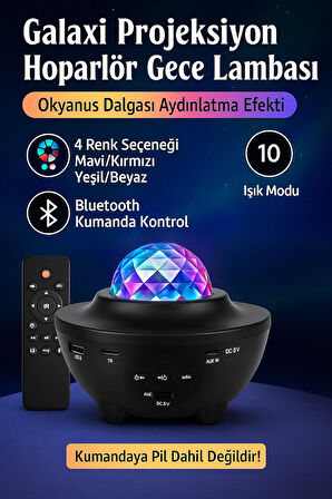 Galaxy Bluetooth Hoparlör Gece Lambası Lazer Işık ve Parti LED Disko Topu